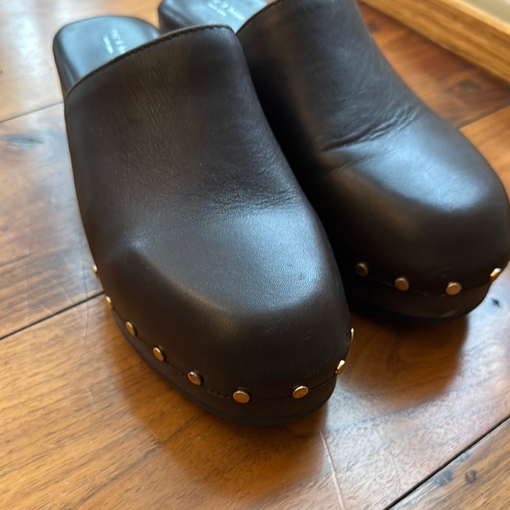 rag & bone Gold and Brown Mules with Metallic Studs